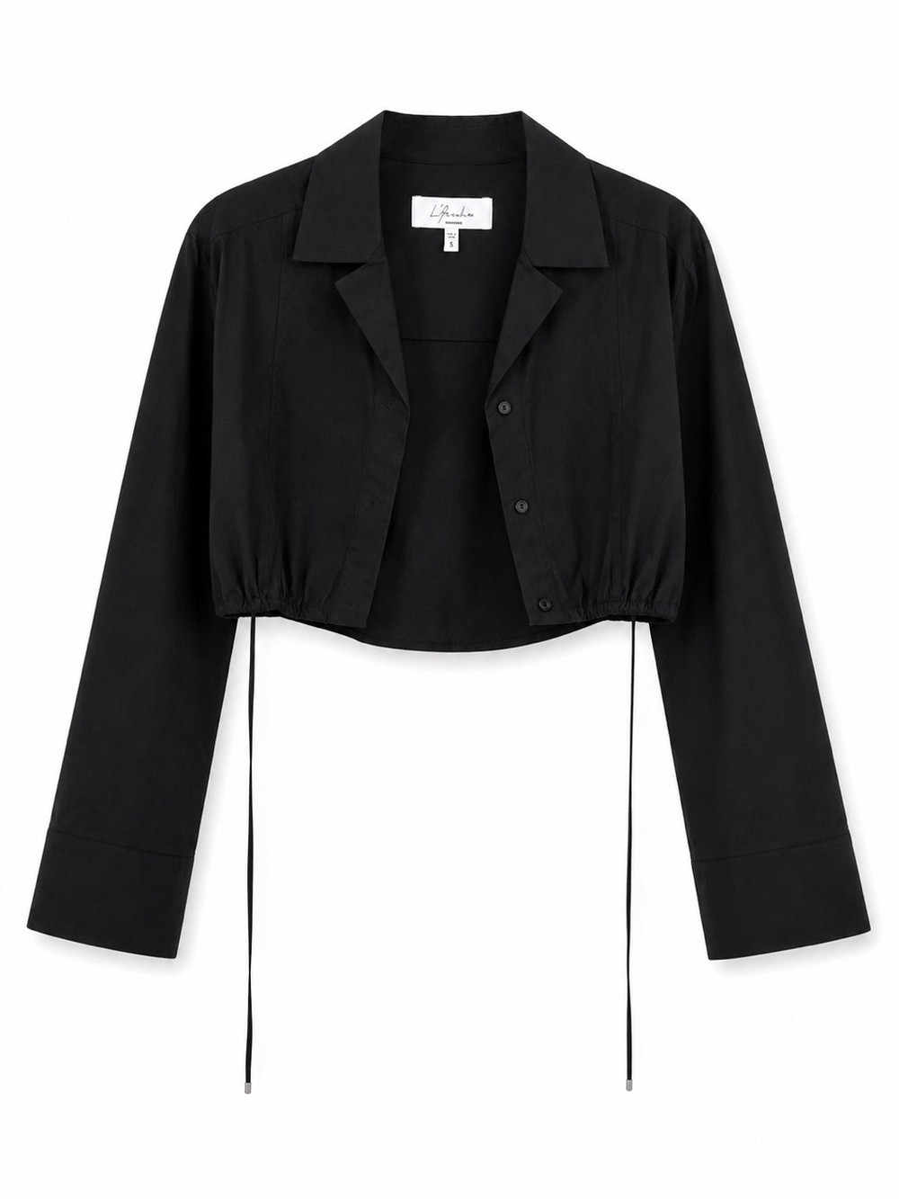 L’Academie by Marianna Black Cropped Drawstring Jacket Size S NWT